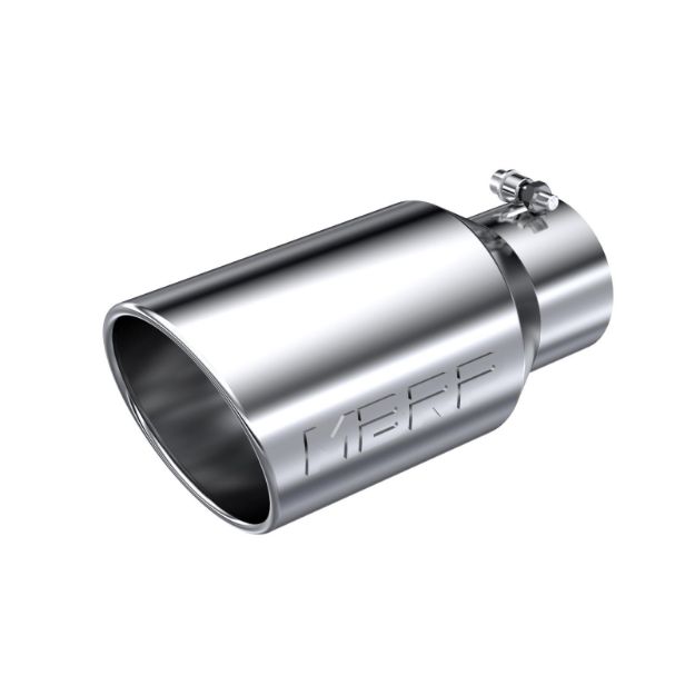 Picture of Exhaust Tail Pipe Tip 6 Inch O.D. Angled Rolled End 4 Inch Inlet 12 Inch Length T304 Stainless Steel MBRP