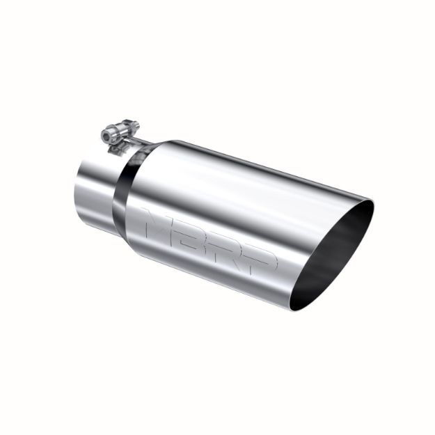 Picture of Exhaust Tail Pipe Tip 5 Inch O.D. Angled Single Walled 4 Inch Inlet 12 Inch Length T304 Stainless Steel MBRP
