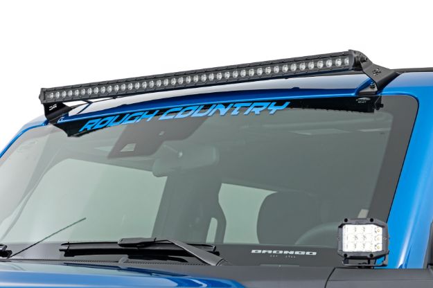 Picture of LED Light Upper Windshield 40 Inch Black Single Row 21-22 Ford Bronco Rough Country