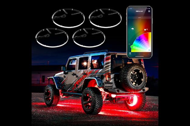 Picture of XKChrome RGB LED Wheel Rings: 15in / 4pc Set w/ Dash Mount Controller