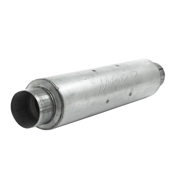 Picture of 4 Inch Inlet/Outlet Quiet Tone Exhaust Muffler 24 Inch Body 6 Inch Diameter 30 Inch Overall Aluminized Steel MBRP