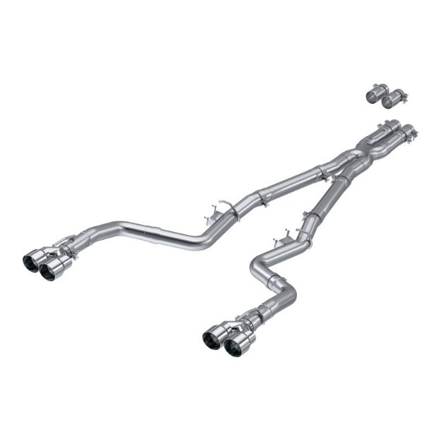 Picture of 15-22 Dodge Challenger Aluminized Steel 3 Inch Dual Cat Back Quad Tips (Race Version) Exhaust System MBRP