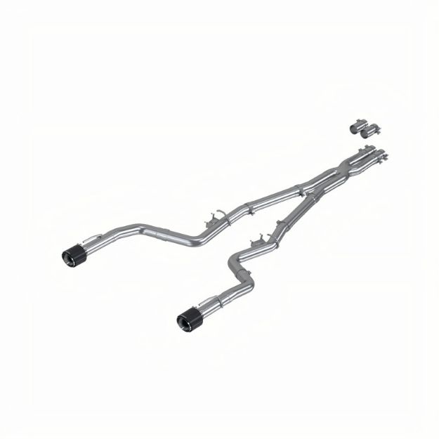 Picture of T304 Stainless Steel 3.0 Inch Cat-Back Dual Rear Race Profile with Dual Carbon Fiber Tips 15-22 Dodge Charger MBRP