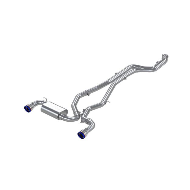 Picture of 20-22 Toyota Supra, T304 Stainless Steel 3 inch Cat-Back Dual Rear Outlet with Burnt End Tips 2 4.5 inch T305 Burnt End Tips Included MBRP