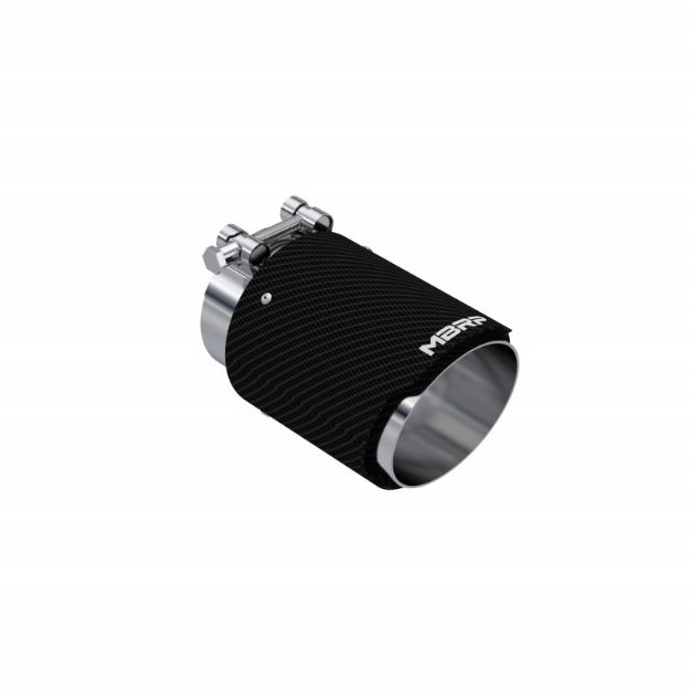 Picture of Exhaust Tip 3 Inch ID 4 Inch OD Out 6.13 Inch Length Angle Cut Dual Wall Carbon Fiber and Stainless Steel MBRP
