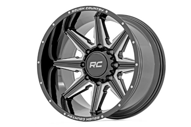 Picture of 91 Series Milled One-Piece Gloss Black 20x12 6x135 -44mm Rough Country