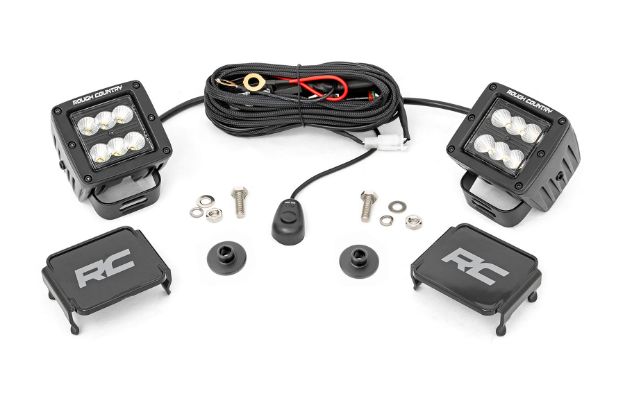 Picture of LED Light Ditch Mount 2 Inch Black Series Pair Flood Pattern 21-22 Ford Bronco Rough Country