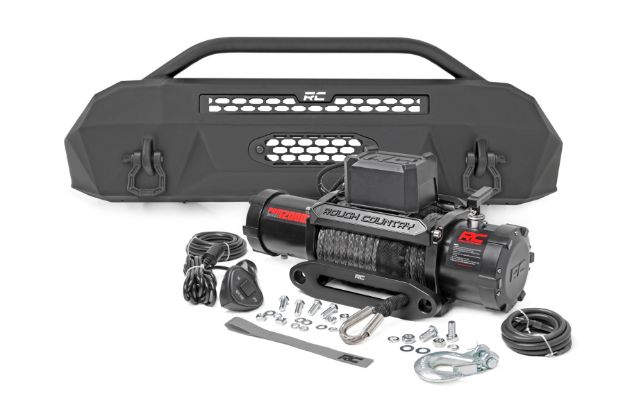 Picture of Front Bumper Hybrid 12000-Lb Pro Series Winch Synthetic Rope 16-22 Toyota Tacoma Rough Country
