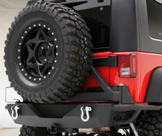 Picture of SRC Rear Bumper w/ 2 Inch Hitch Receiver and Tire Carrier 07-15 Wrangler JK Black Smittybilt