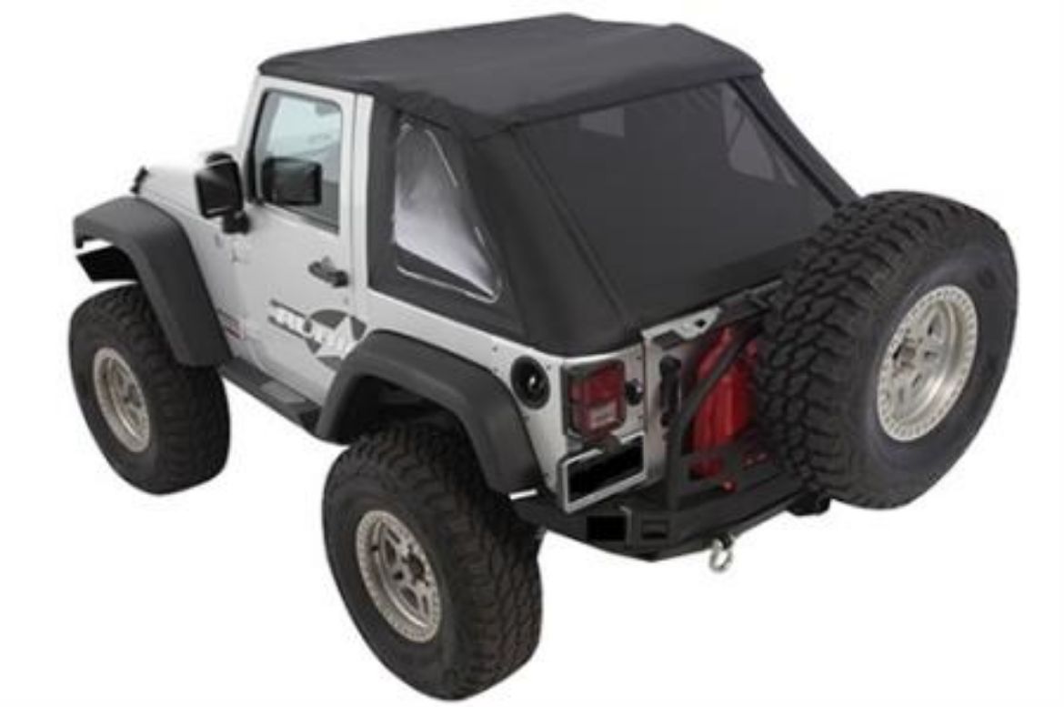 Picture of Bowless Soft Top Combo 07-16 Wrangler JK OEM Replacement W/Tinted Windows Black Diamond Smittybilt
