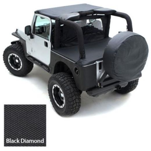 Picture of Tonneau Cover For OEM Soft Top W/Channel Mount 87-91 Wrangler YJ Denim Black Smittybilt
