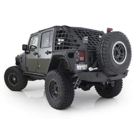 Picture of XRC Rear Bumper w/ 2 Inch Hitch Receiver and Tire Carrier 07-18 Wrangler JK Black Powdercoat Smittybilt