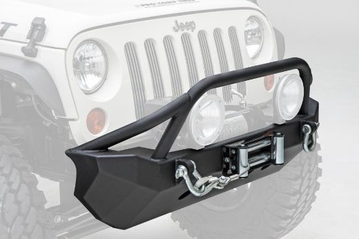 Picture of XRC Front Jeep JK Bumper w/ Stinger Winch Plate D-Rings 07-18 Jeep JK Wrangler Black Powdercoat Smittybilt