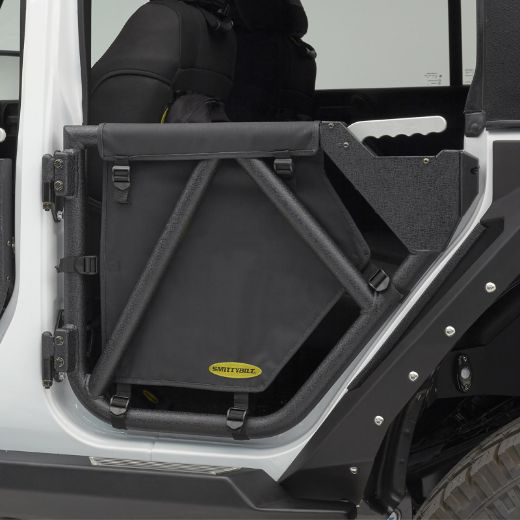 Picture of Jeep Tubular Doors Rear 07-18 Jeep JK Wrangler 4 Door Steel Black Powdercoat Smittybilt