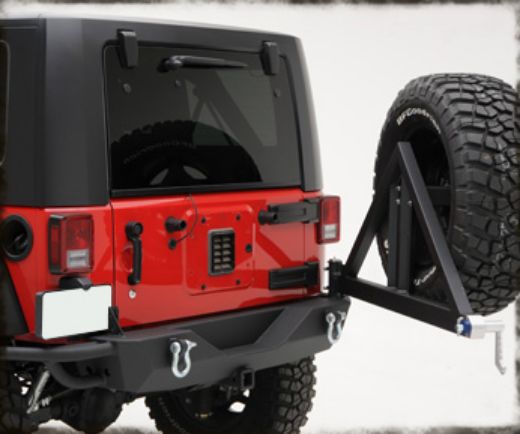 Picture of SRC Rear Bumper w/ 2 Inch Hitch Receiver and Tire Carrier 07-15 Wrangler JK Black Smittybilt