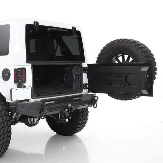 Picture of XRC Tailgate and Tire Carrier Jeep JK/JKU Wrangler 07-18 2 Door/4 Door Up To 37 Inch Tire Black Powdercoat Smittybilt