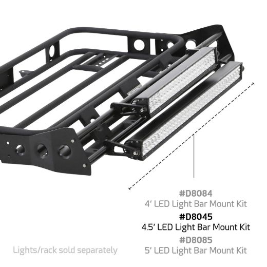 Picture of 4.5 Foot Light Bar Mount Kit For Defender Roof Rack 4 Light Tabs Black Smittybilt