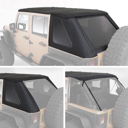 Picture of Jeep JKU Protek Bowless Top w/Tinted Windows Combo 2007-2018 Wrangler JK Unlimited 4-DR Black Smittybilt