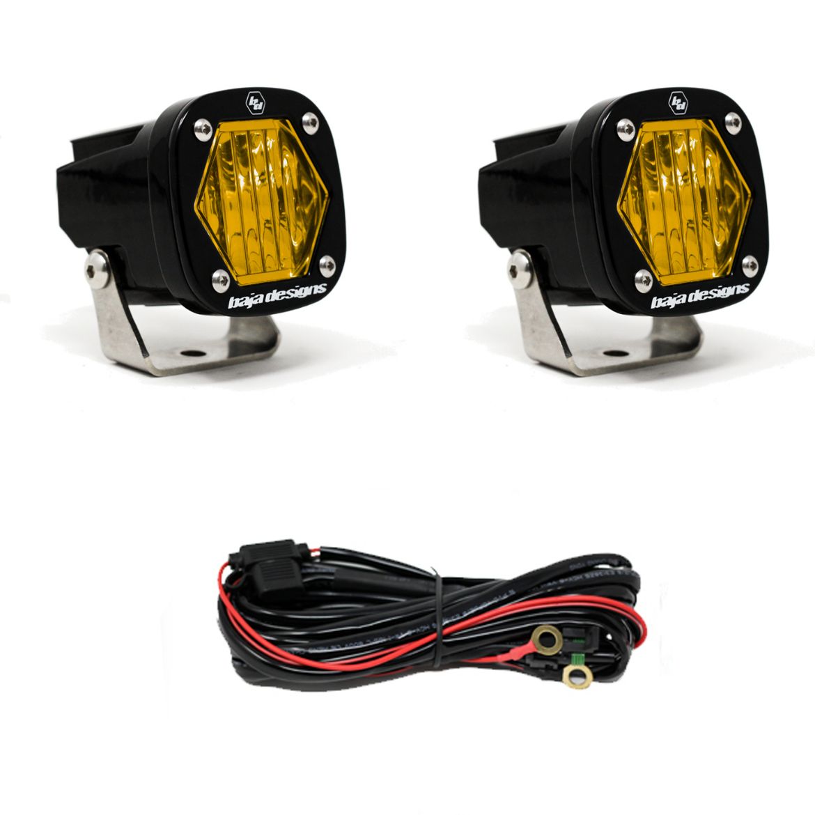 Picture of S1 Amber Wide Cornering LED Light with Mounting Bracket Pair Baja Designs