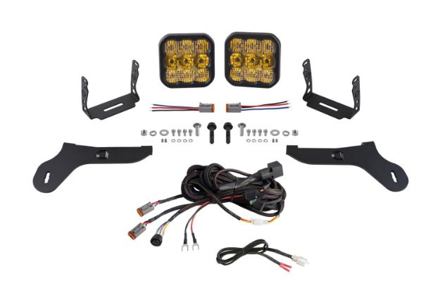 Picture of SS5 Bumper LED Pod Light Kit for 2017-2020 Ford Raptor Pro Yellow Combo Diode Dynamics